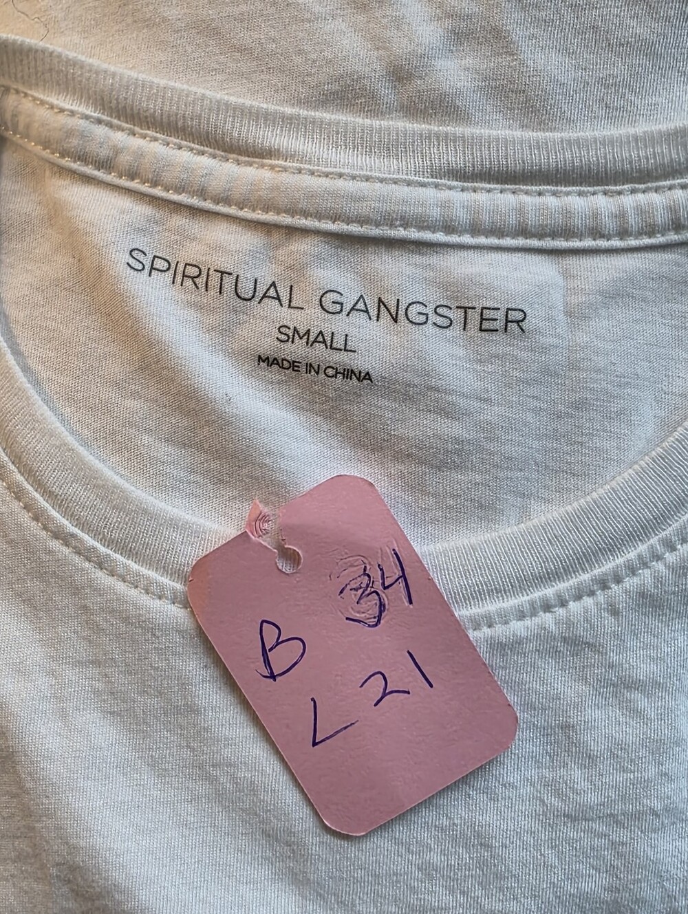 Spiritual Gangster White Tank with Metallic Gold Geometric Design Size Small - Picture 9 of 9